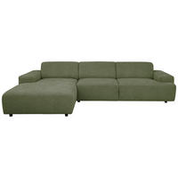 ECKSOFA 184/294 cm  in Flachgewebe Olivgrün Rücken echt  184/294 cm  - Schwarz/Olivgrün, KONVENTIONELL, Kunststoff/Textil (184/294cm) - Hom`in
