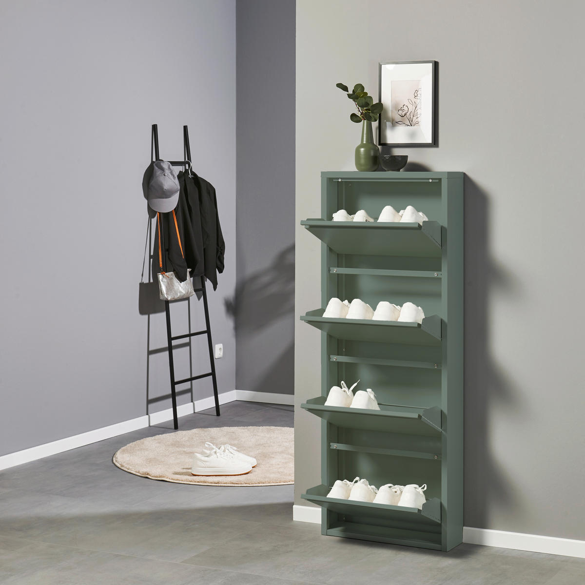 SCHUHKIPPER  in 51/137/16 cm  - Salbeigrün, MODERN, Metall (51/137/16cm) - Boxxx