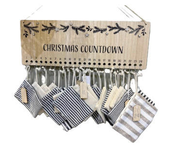 ADVENTSKALENDER  - Schwarz/Weiß, LIFESTYLE, Holzwerkstoff/Textil (43/15,5/0,6cm) - X-Mas