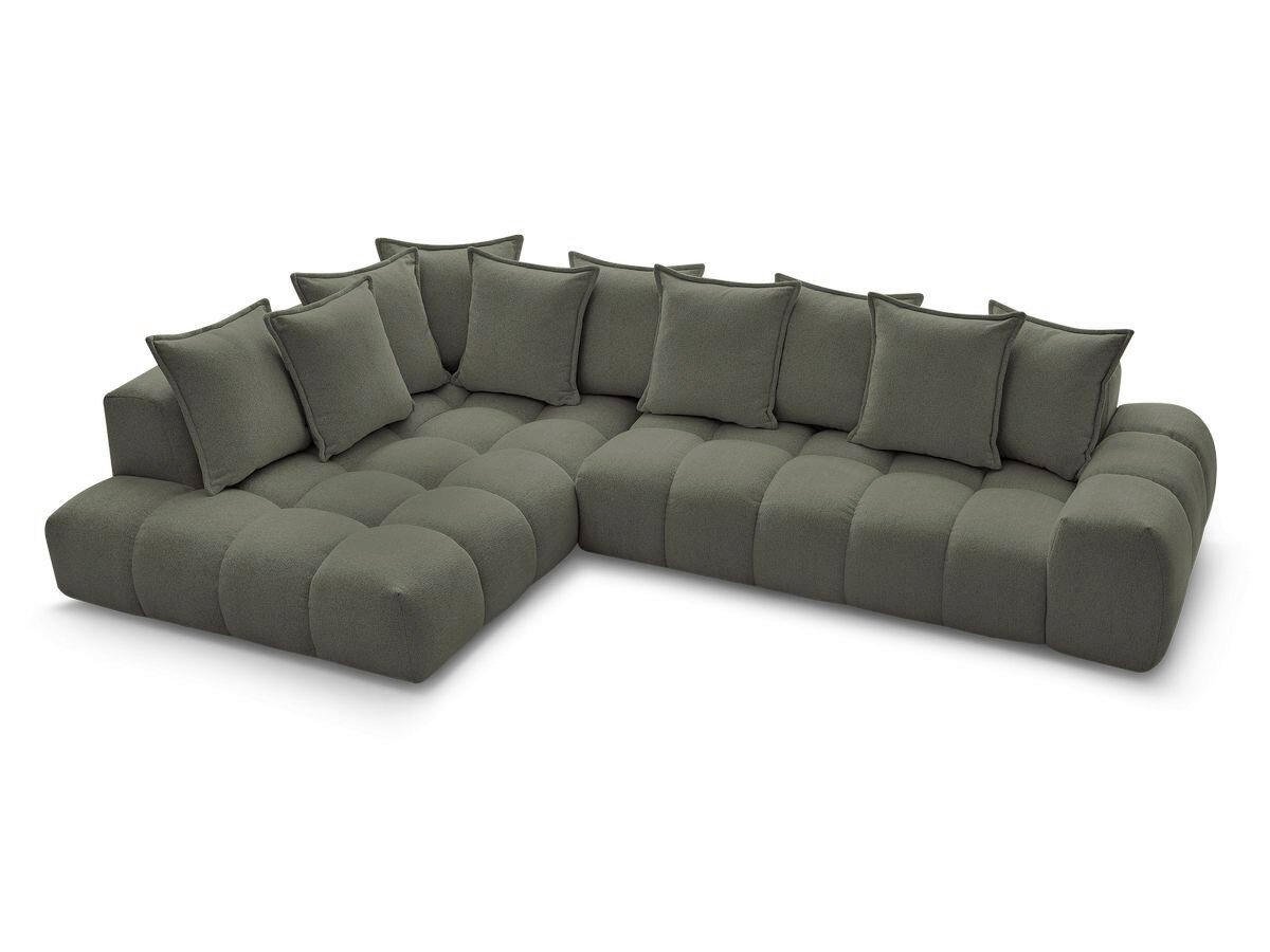 ECKSOFA Ottomane links  EVEREST Grün Flachgewebe  - Schwarz/Grün, MODERN, Kunststoff/Textil (210/352cm)