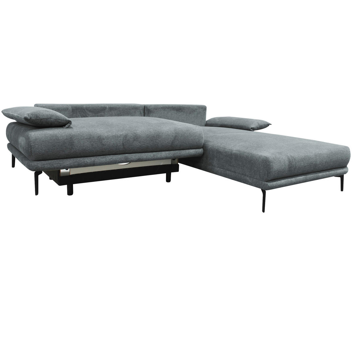 ECKSOFA Grau Webstoff  - Schwarz/Grau, Design, Textil/Metall (260/192cm) - MID.YOU