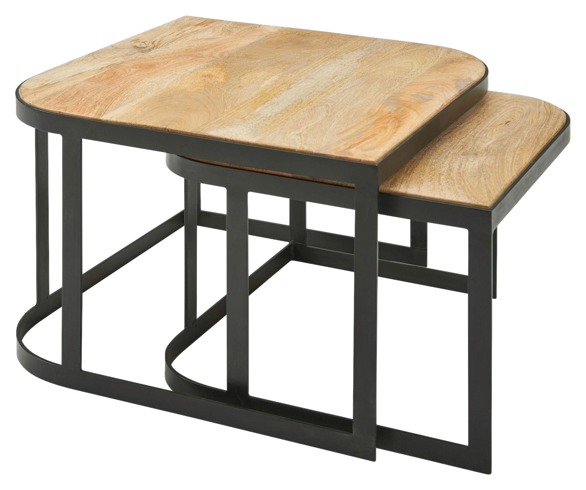COUCHTISCHSET in Holz 60/60/40 cm  - Hellbraun/Schwarz, Modern, Holz/Metall (60/60/40cm) - MID.YOU