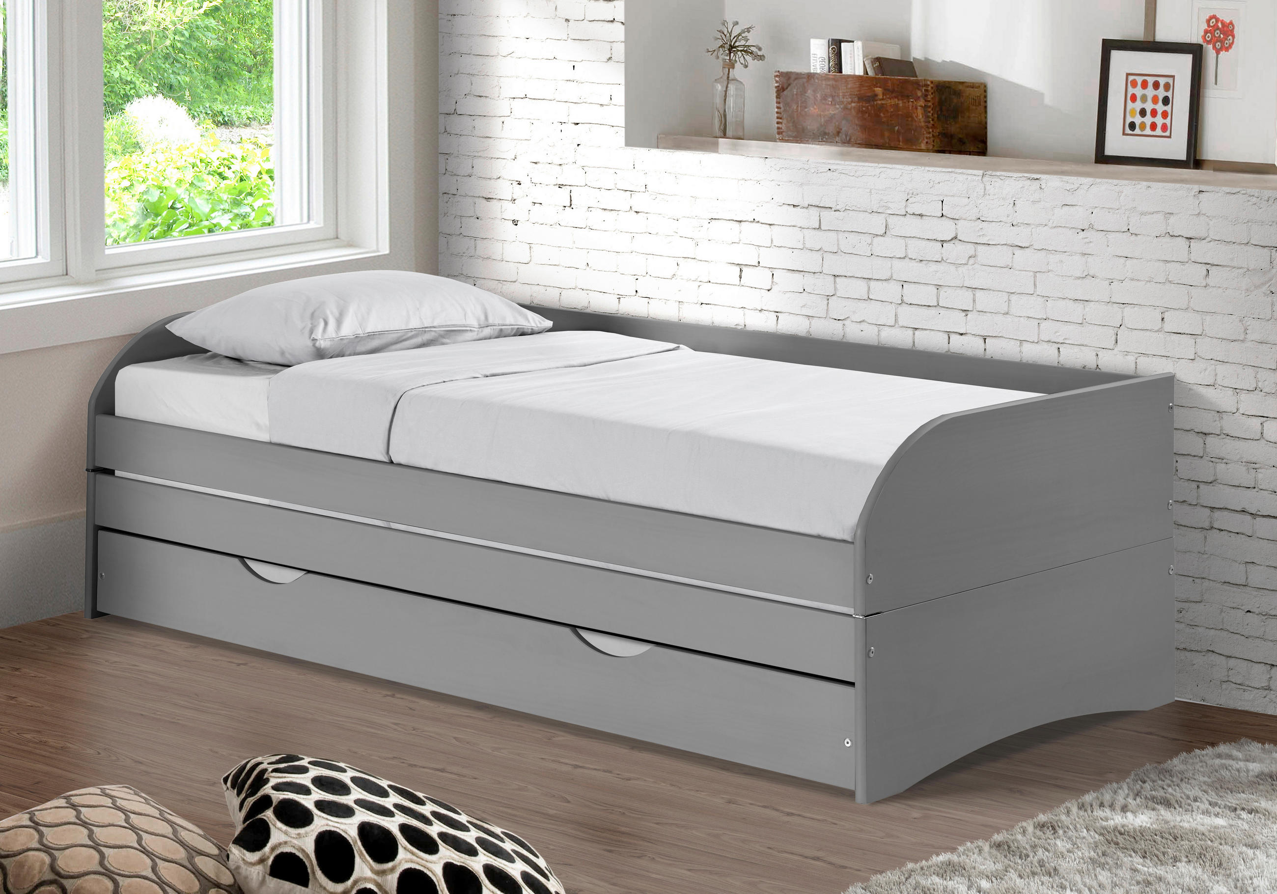 AUSZIEHBETT 90/200 cm  in Grau  - Naturfarben/Grau, Basics, Holz/Kunststoff (90/200cm) - MID.YOU