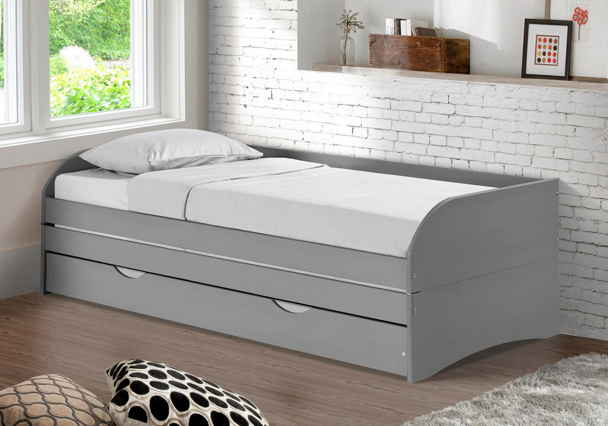 AUSZIEHBETT 90/200 cm  in Grau  - Naturfarben/Grau, Basics, Holz/Kunststoff (90/200cm) - MID.YOU