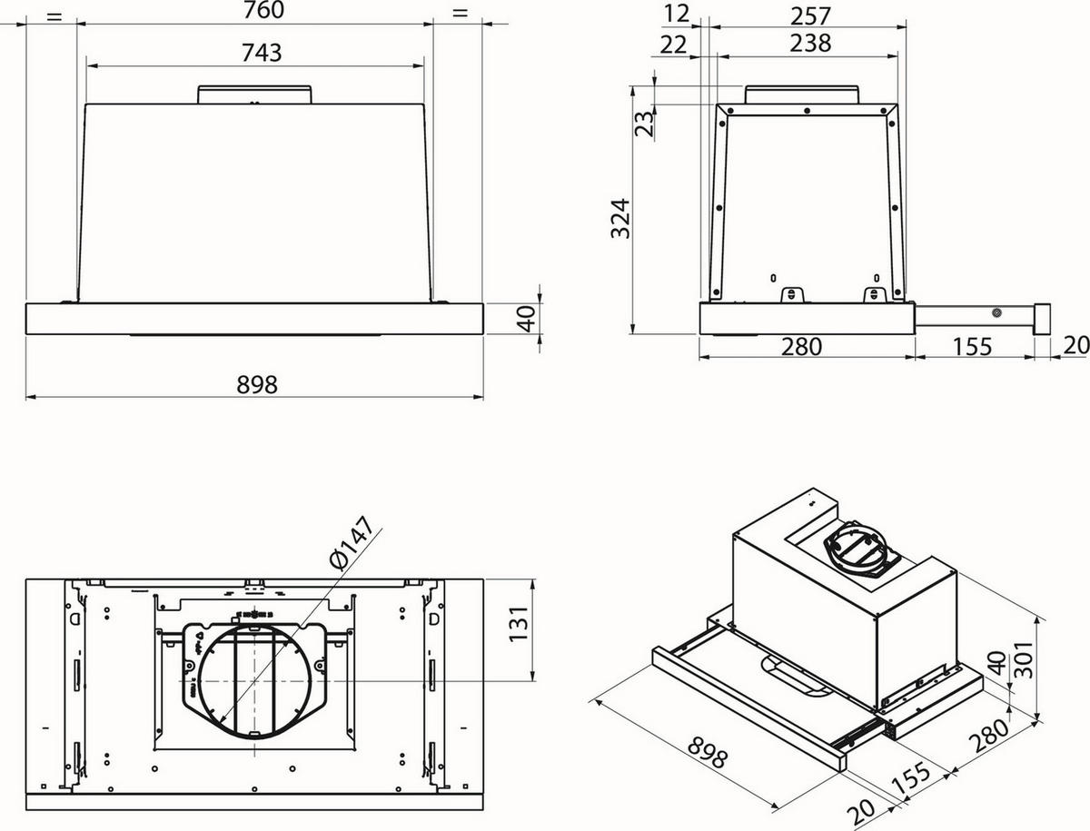 DUNSTABZUGSHAUBE DNV 5390 IN  - Silberfarben, Basics, Metall (90/30,1/28cm) - Bauknecht
