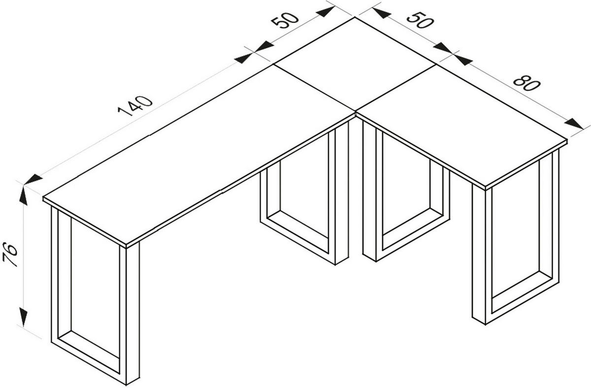 ECKSCHREIBTISCH 190/50/76 cm  in Weiß, Schwarz  - Schwarz/Weiß, MODERN, Holzwerkstoff/Metall (190/50/76cm) - MID.YOU