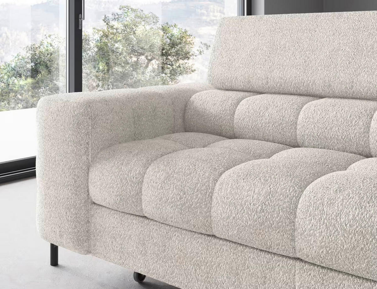 ECKSOFA Weiß Plüsch  - Schwarz/Weiß, Design, Textil/Metall (276/200cm) - MID.YOU