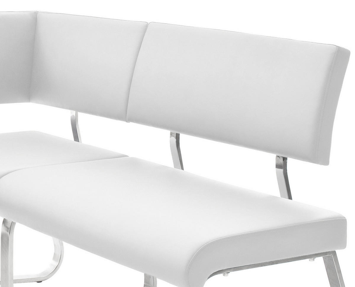 ROHOVÁ LAVICA, biela, farba ušľachtilej ocele - biela/farba ušľachtilej ocele, Design, kov/koža (200/150cm) - Livetastic
