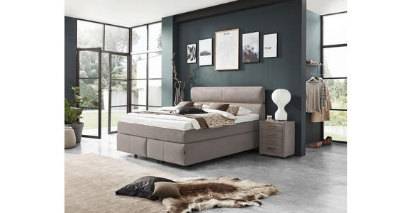 BOXSPRINGBETT 180/200 cm in Eichefarben, Graubraun - Eichefarben/Graubraun, KONVENTIONELL, Holz/Kunststoff (180/200cm) - Dieter Knoll
