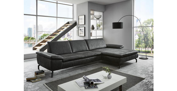WOHNLANDSCHAFT in Textil Anthrazit - Anthrazit/Schwarz, Design, Textil/Metall (181/341cm) - Dieter Knoll
