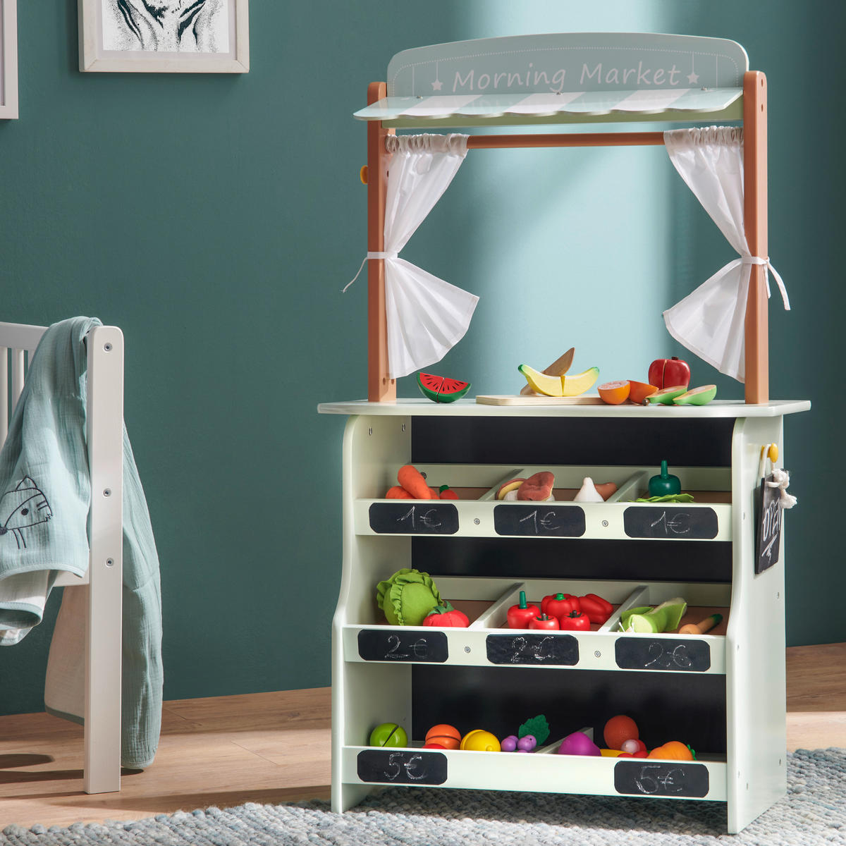 MARKTSTAND & THEATER - Schwarz/Naturfarben, Basics, Holz/Textil (60/29/99cm) - Ben'n'jen