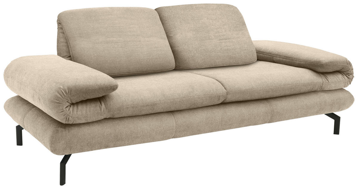 2,5-SITZER Webstoff Beige  - Beige/Schwarz, Design, Textil/Metall (224/83/98cm) - LOOKS by W.Joop