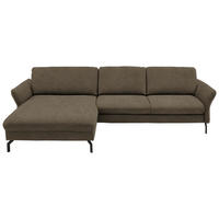 ECKSOFA in Velours Graubraun  - Graubraun/Schwarz, Design, Textil/Metall (179/306cm) - Beldomo System