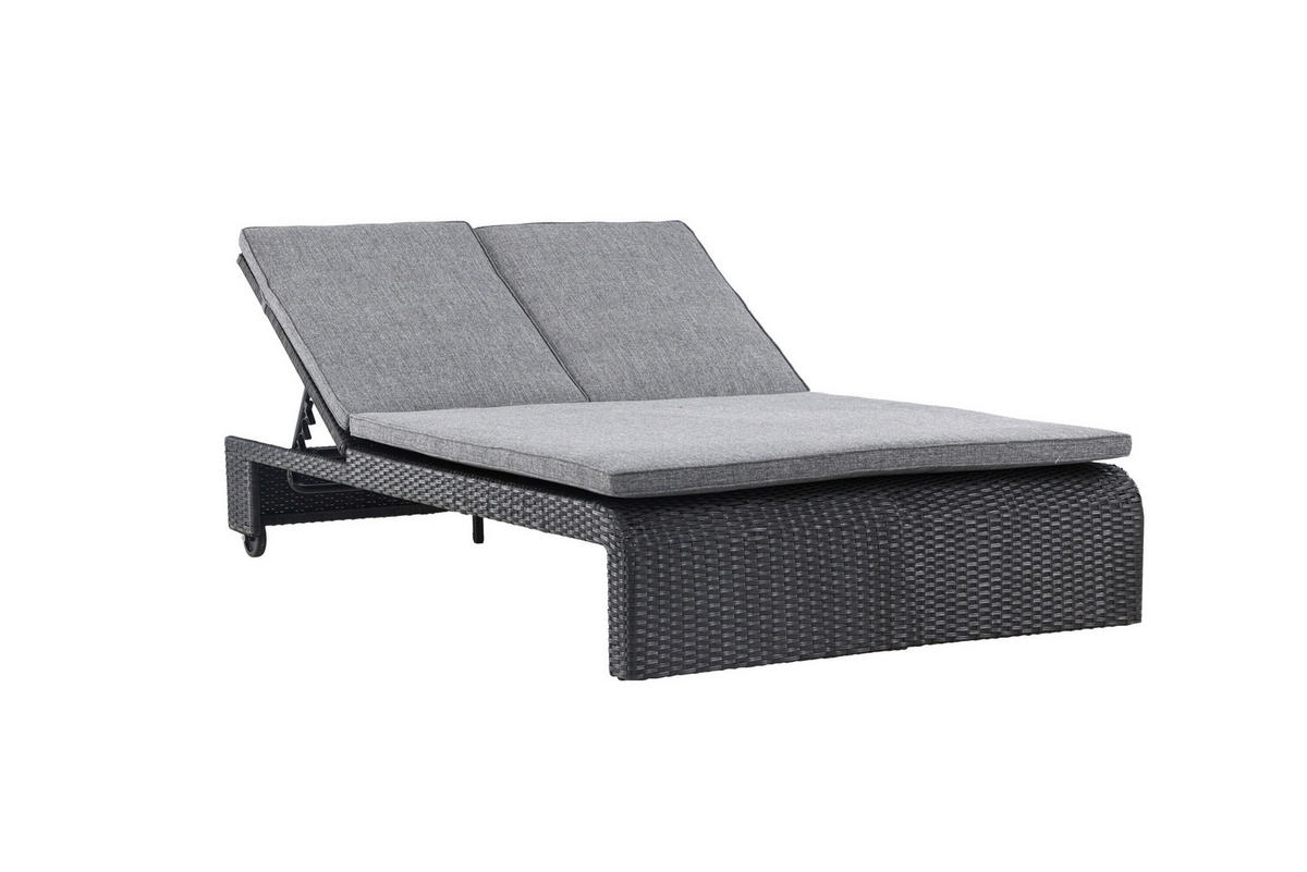 SONNENLIEGE 119/32/196 cm  - Dunkelgrau/Schwarz, MODERN, Kunststoff/Textil (119/32/196cm) - Gardenson