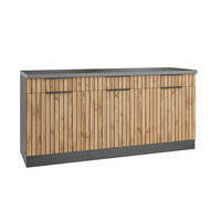 KÜCHENUNTERSCHRANK 180/85/60 cm  in Graphitfarben, Eiche Wotan  - Schieferfarben/Eiche Wotan, Basics, Holzwerkstoff/Metall (180/85/60cm) - Held