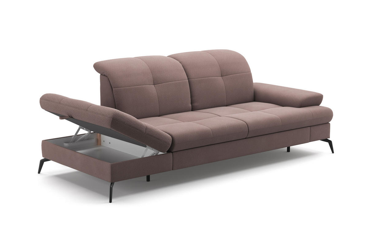 RÉCAMIERE in Flachgewebe Taupe  - Taupe/Schwarz, Konventionell, Textil/Metall (231/90/122cm) - Sit & More