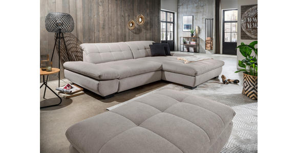 ECKSOFA in Mikrofaser Hellgrau  - Hellgrau/Schwarz, Design, Textil/Metall (290/198cm) - Xora