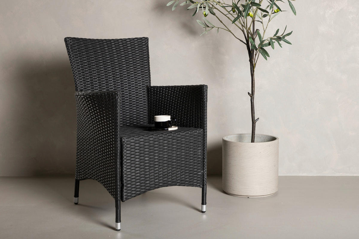 STAPELSESSEL Stahl Schwarz, Silberfarben  - Silberfarben/Schwarz, KONVENTIONELL, Kunststoff/Metall (60/88/60cm) - Gardenson