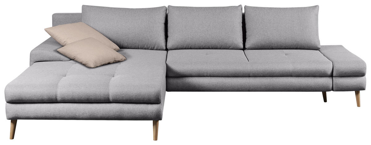 ECKSOFA in Webstoff Silberfarben  - Beige/Silberfarben, Trend, Holz/Textil (313/215cm) - MID.YOU