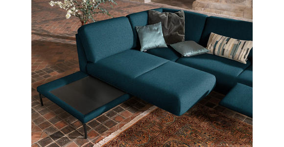 ECKSOFA in Flachgewebe, Struktur Petrol  - Anthrazit/Petrol, Design, Textil/Metall (230/254cm) - Ambiente