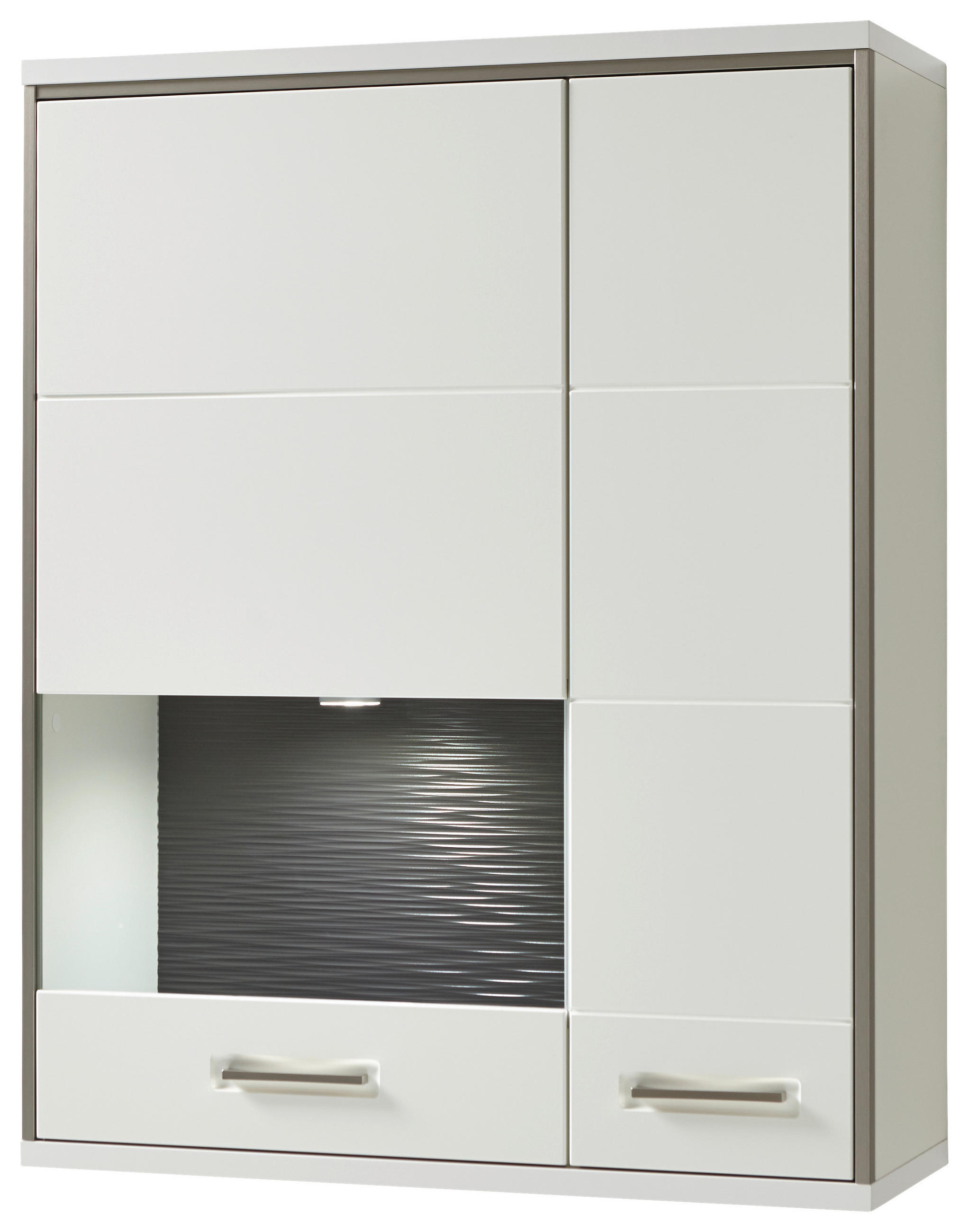 VÄGGHÄNGT VITRINSKÅP i grå, silver, vit, vit högglans   - vit/vit högglans, Design, metall/trämaterial (94/120/38cm) - Livetastic