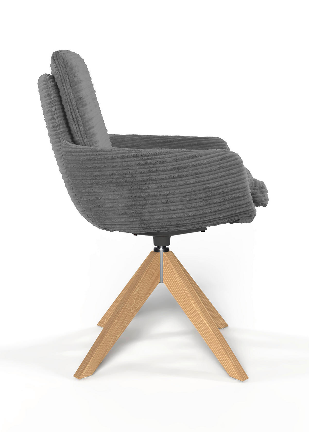 ARMLEHNSTUHL  Beinauswahl, Sitzfläche 360° drehbar, Stoff-/Lederauswahl gerippt  Dunkelgrau  - Eichefarben/Dunkelgrau, Design, Holz/Textil (60/91/62cm) - Valdera