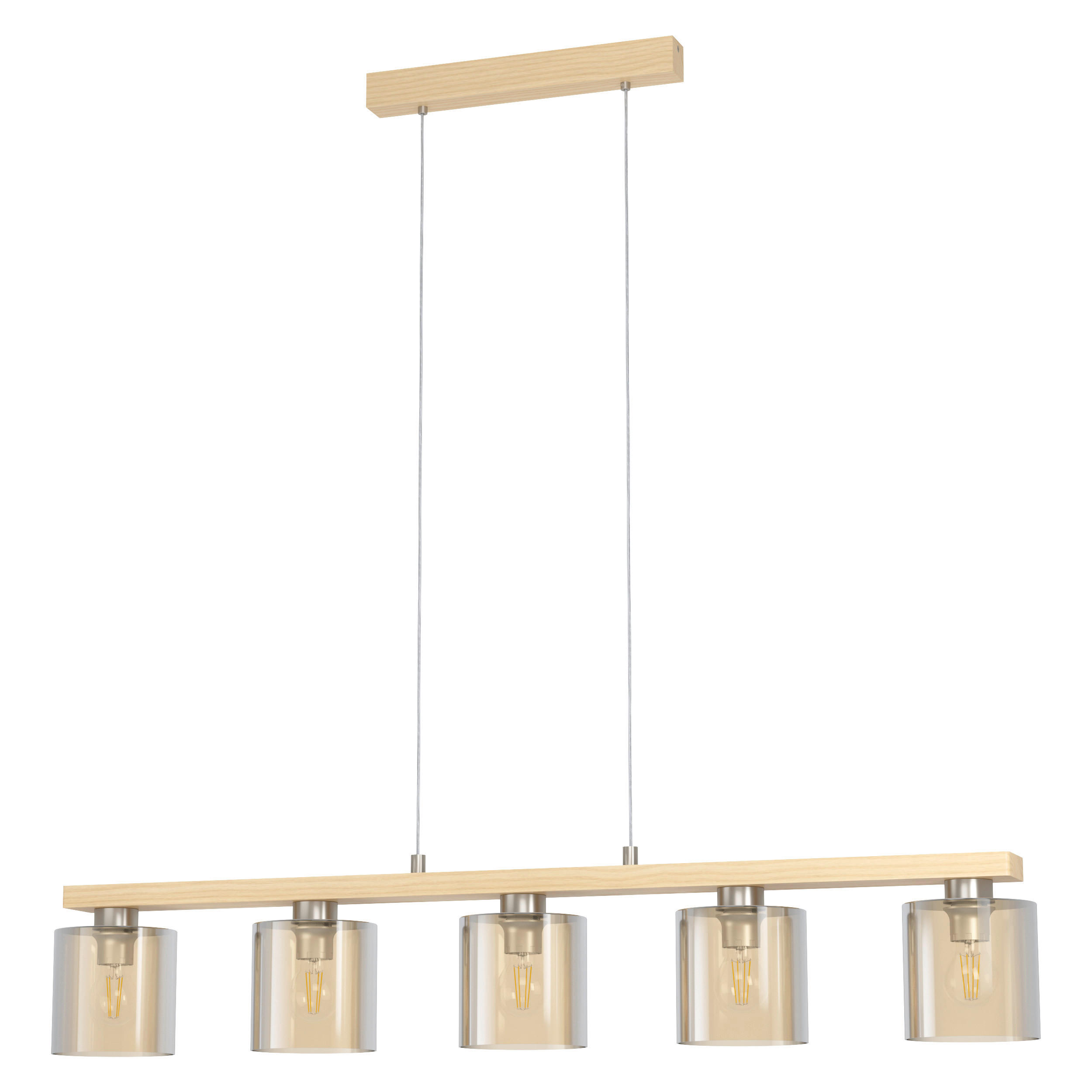 HÄNGELEUCHTE Castralvo 121/15/110 cm  - Hellbraun/Nickelfarben, Design, Glas/Holz (121/15/110cm)