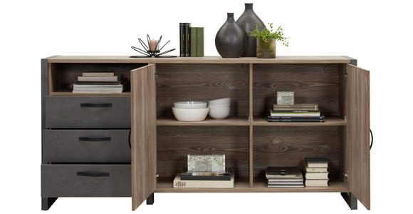 SIDEBOARD 189,5/93,4/43,1 cm  - Dunkelgrau/Schwarz, Trend, Holzwerkstoff/Kunststoff (189,5/93,4/43,1cm) - Carryhome