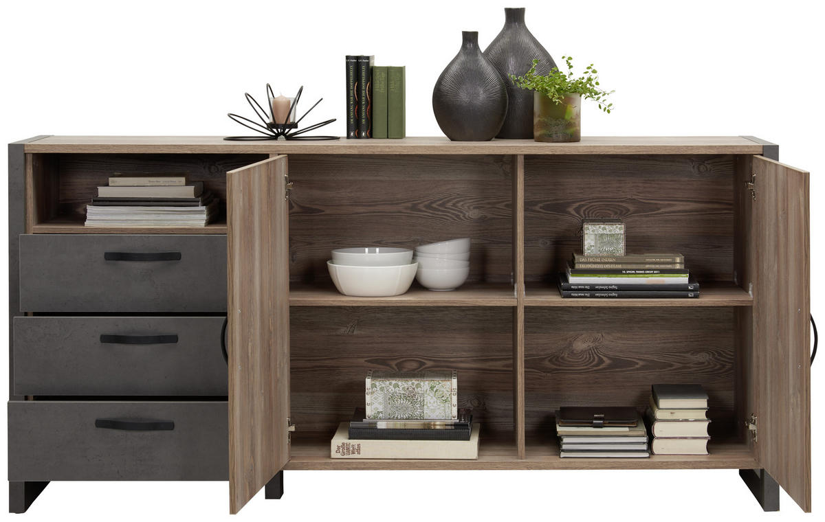 SIDEBOARD  in 189,5/93,4/43,1 cm  - Dunkelgrau/Schwarz, Trend, Holzwerkstoff/Kunststoff (189,5/93,4/43,1cm) - Carryhome