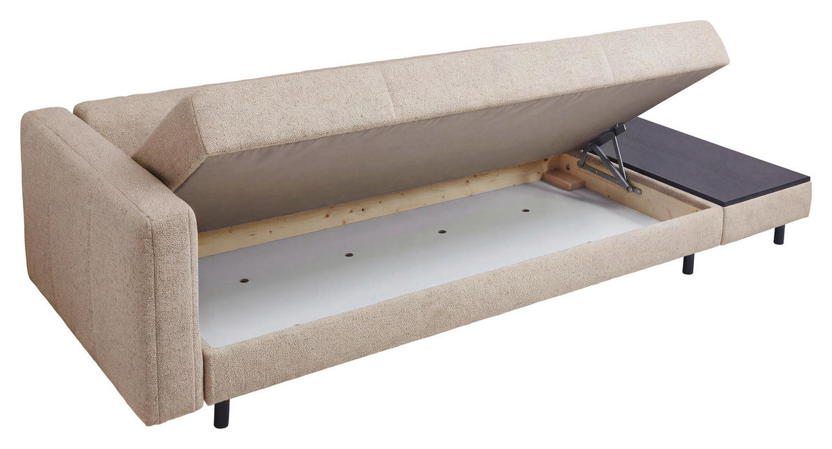 LIEGE  in Webstoff Creme  - Eiche dunkel/Creme, Design, Holz/Textil (217/92/107cm) - Joka