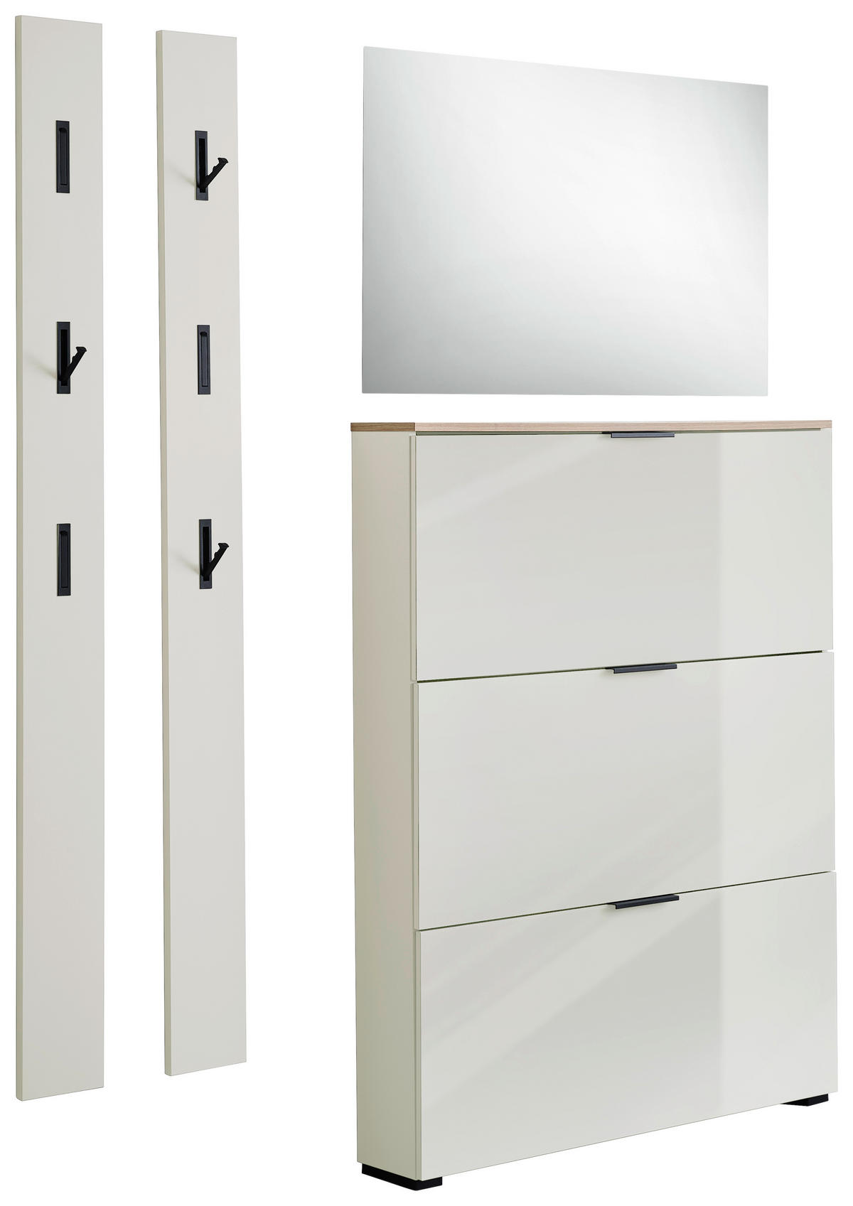 CIPELARNIK SA NAGIBNIM VRATIMA  boja hrasta, kašmir  staklo, pločasti materijal     - kašmir/boja hrasta, Dizajnerski, staklo/metal (100/129/19cm) - Voleo