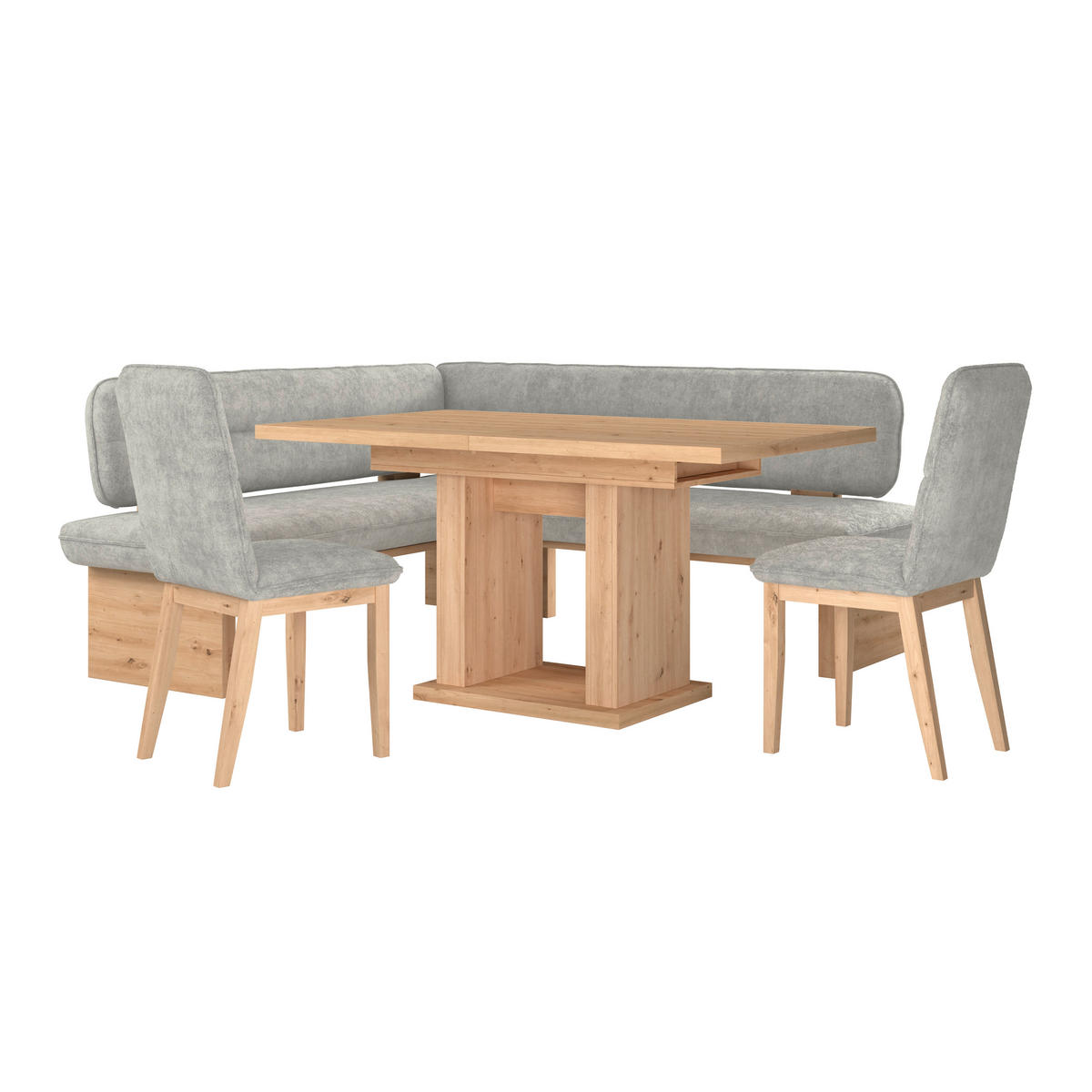 ECKBANK 170/232 cm Webstoff Hellgrau Eiche Sperrholz   - Eichefarben/Hellgrau, KONVENTIONELL, Holz/Textil (170/232cm) - James Wood