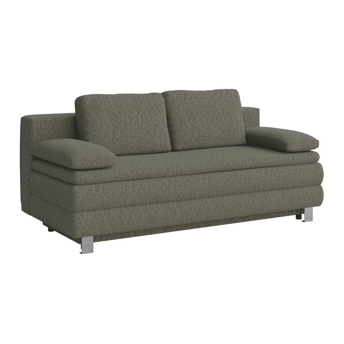 BOXSPRINGSOFA in Flachgewebe Grau  - Silberfarben/Grau, Design, Textil/Metall (202/96/105cm) - MID.YOU