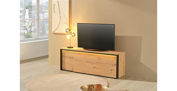 TV-ELEMENT WOHNZIMMER WOHNZIMMER Schwarz, Eiche Artisan 155/55/41 cm - Schwarz/Eiche Artisan, Design, Holzwerkstoff/Kunststoff (155/55/41cm) - Hom`in