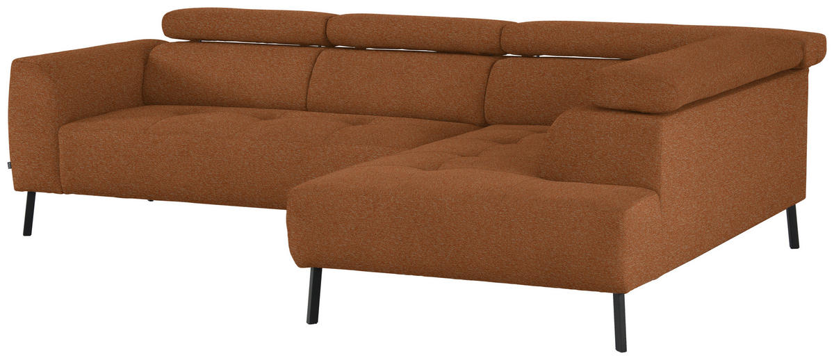 ECKSOFA in Struktur Rostfarben  280/205 cm  - Rostfarben/Schwarz, Design, Textil/Metall (280/205cm) - Xora