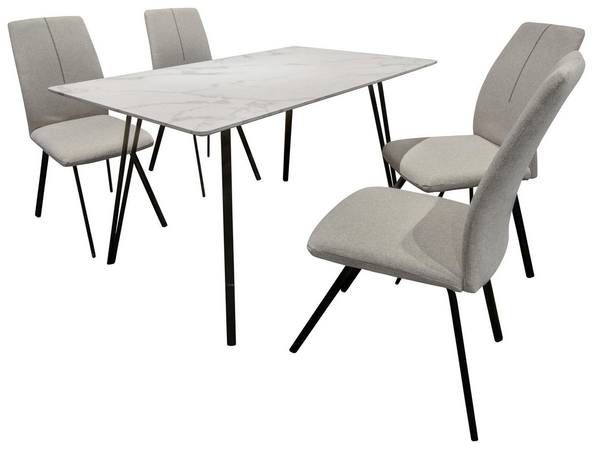 TRPEZARIJSKI STO  crna, bela   - bela/crna, Moderno, metal/pločasti materijal (140/76/80cm) - Novel