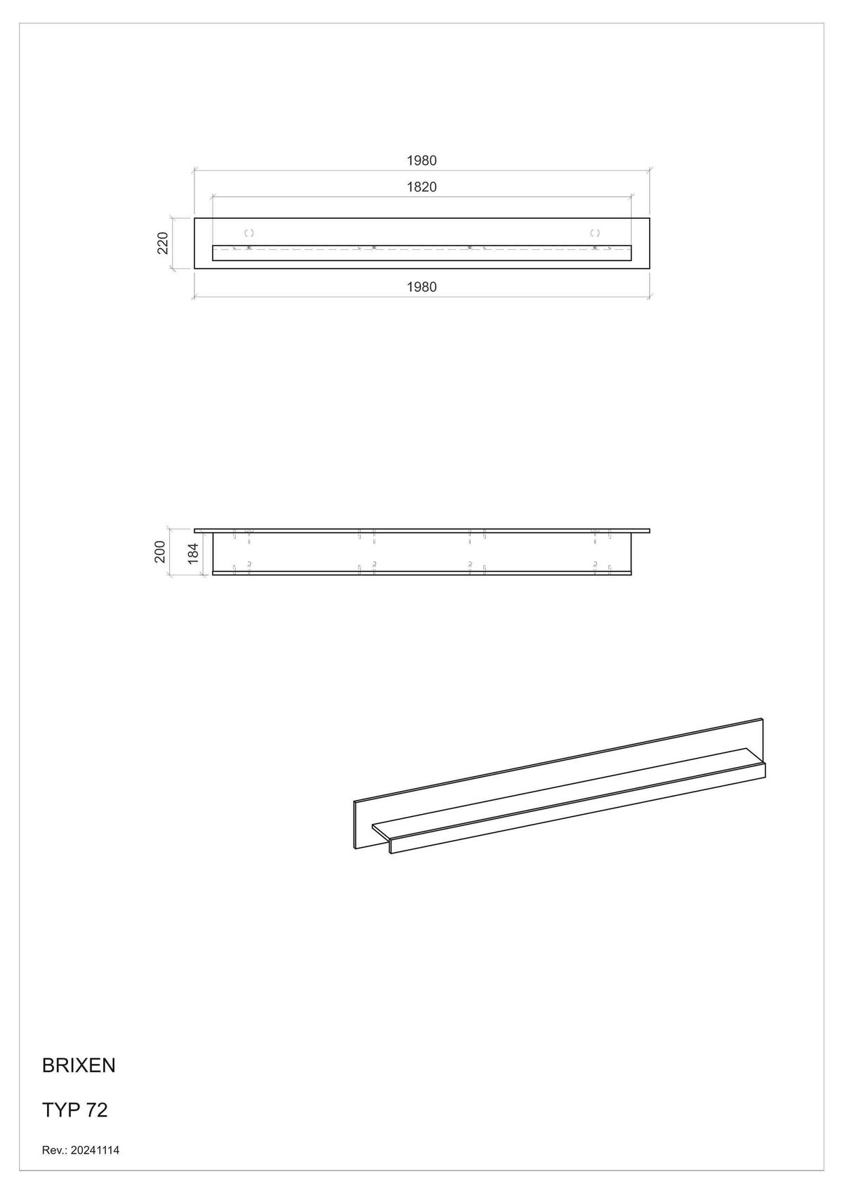 WANDBOARD Holzwerkstoff Weiß, Eichefarben  - Eichefarben/Weiß, Design, Holzwerkstoff (198/21/20cm) - MID.YOU