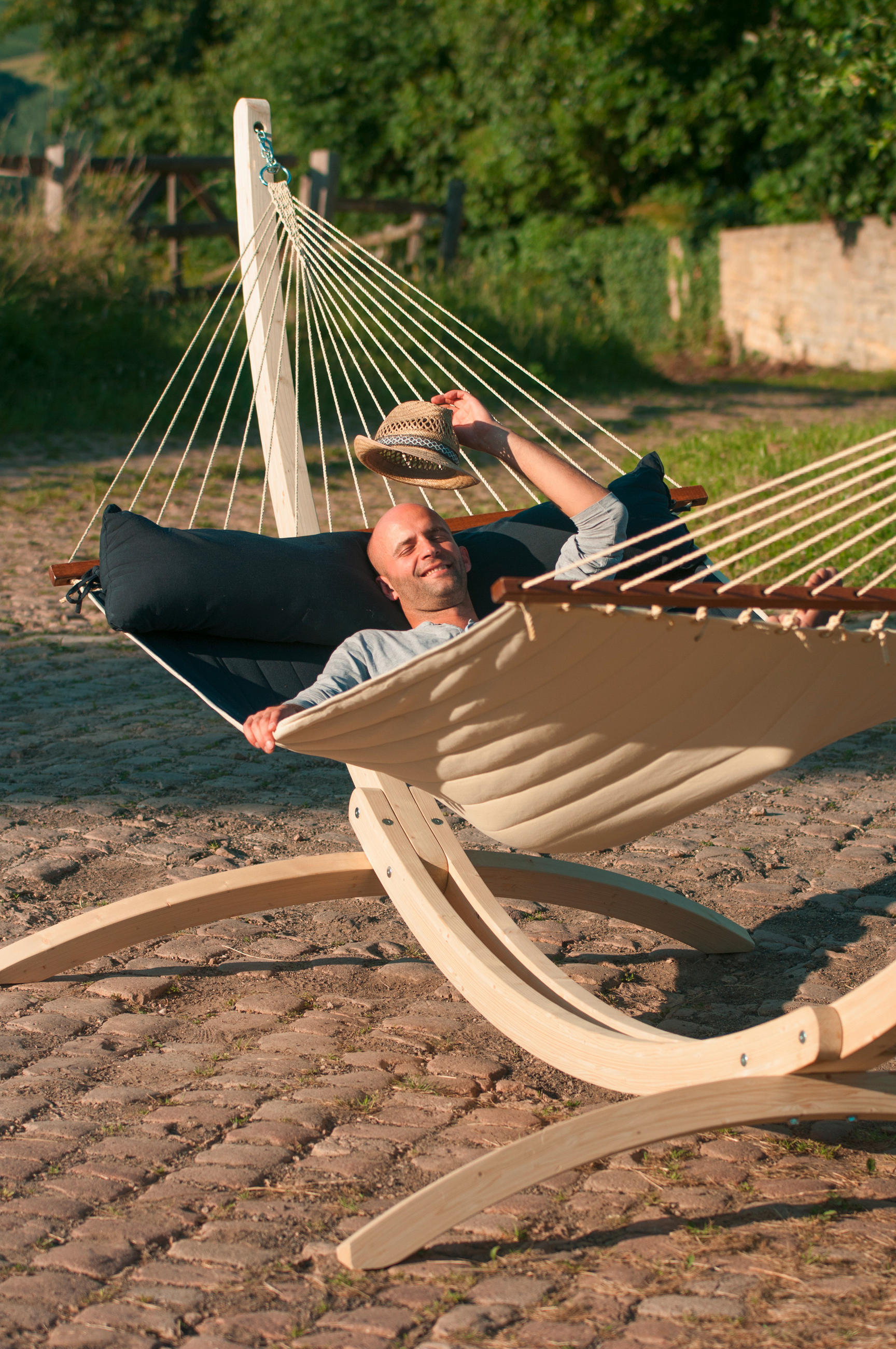 HÄNGEMATTE kingsize bar outd.  - Dunkelblau, KONVENTIONELL, Holz/Textil (140/400cm) - La Siesta