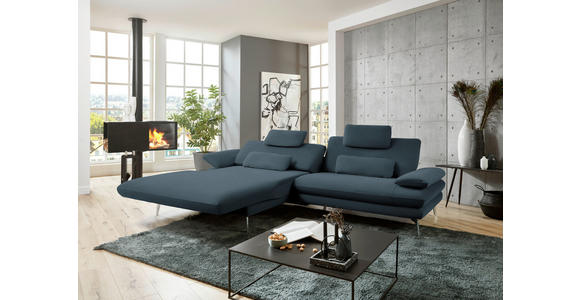 ECKSOFA Dunkelblau Webstoff  - Schwarz/Dunkelblau, Design, Textil/Metall (184/284cm) - Dieter Knoll