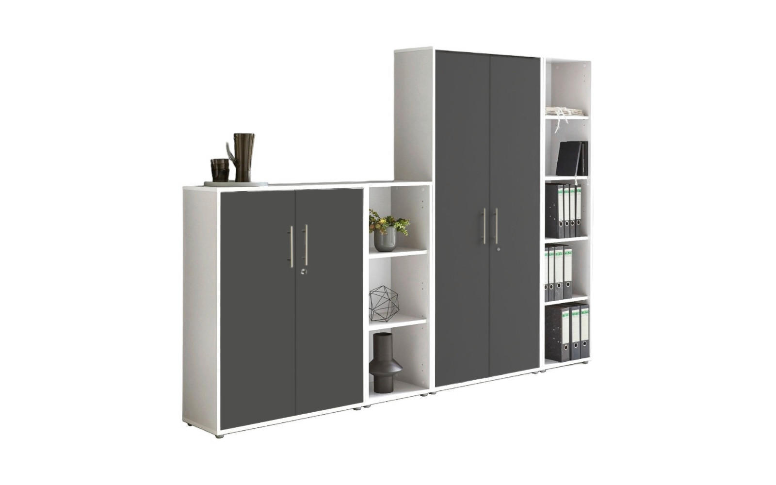 Mid.you Aktenschrank Office Edition Anthrazit, Weiß 128.5x185.6x33 cm