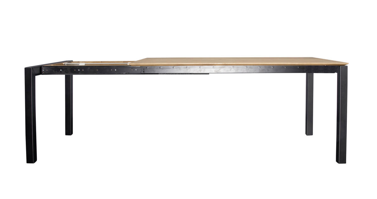 ESSTISCH in Holz, Metall 160-220/90/75 cm  - Eichefarben/Schwarz, Konventionell, Holz/Metall (160-220/90/75cm)