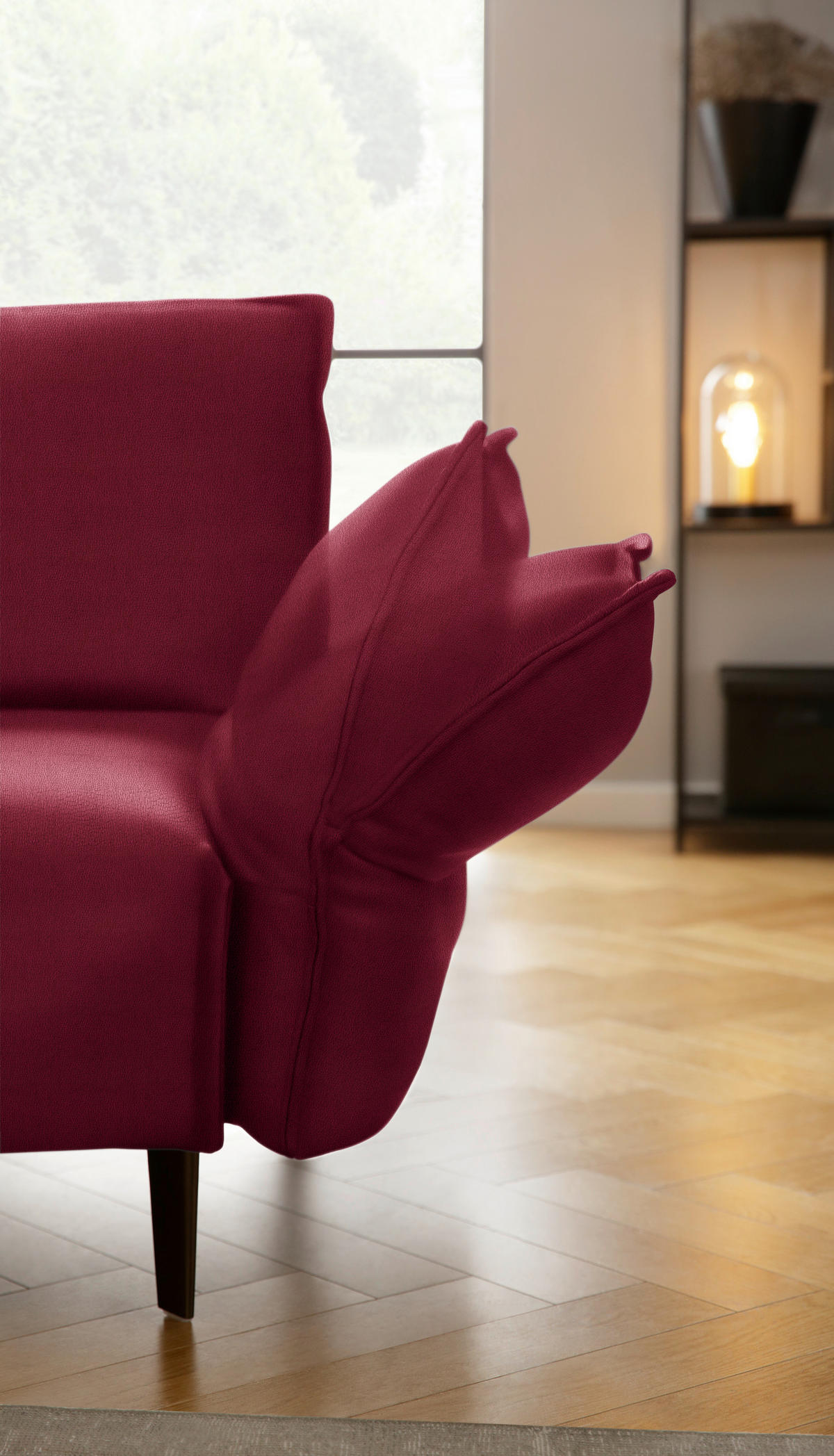 ECKSOFA in Echtleder Rot  - Rot/Schwarz, Design, Leder/Metall (272/340cm) - W.Schillig