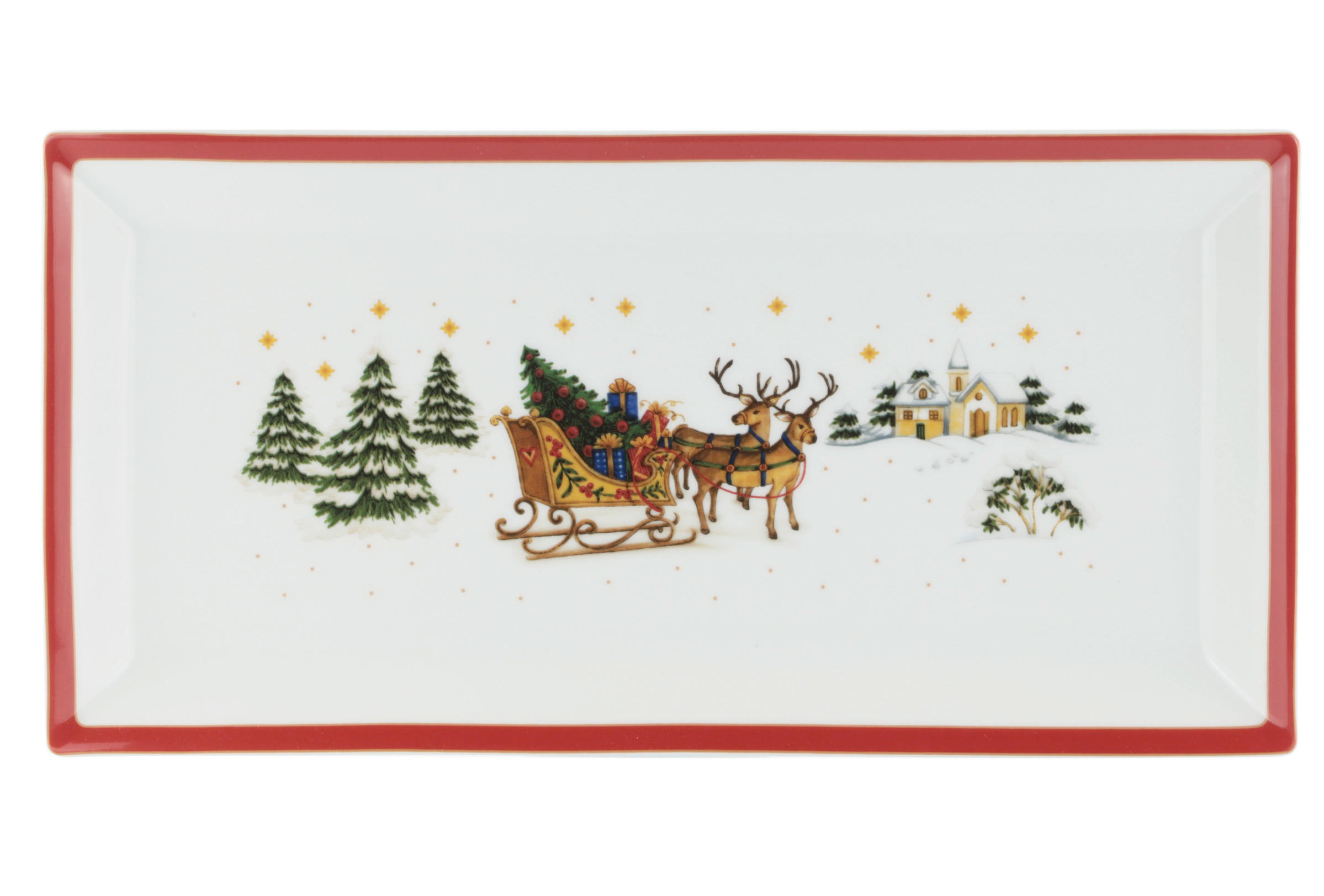 SERVERINGSFAT 18/36 cm  - vit/röd, Klassisk, keramik (18/36cm) - X-Mas
