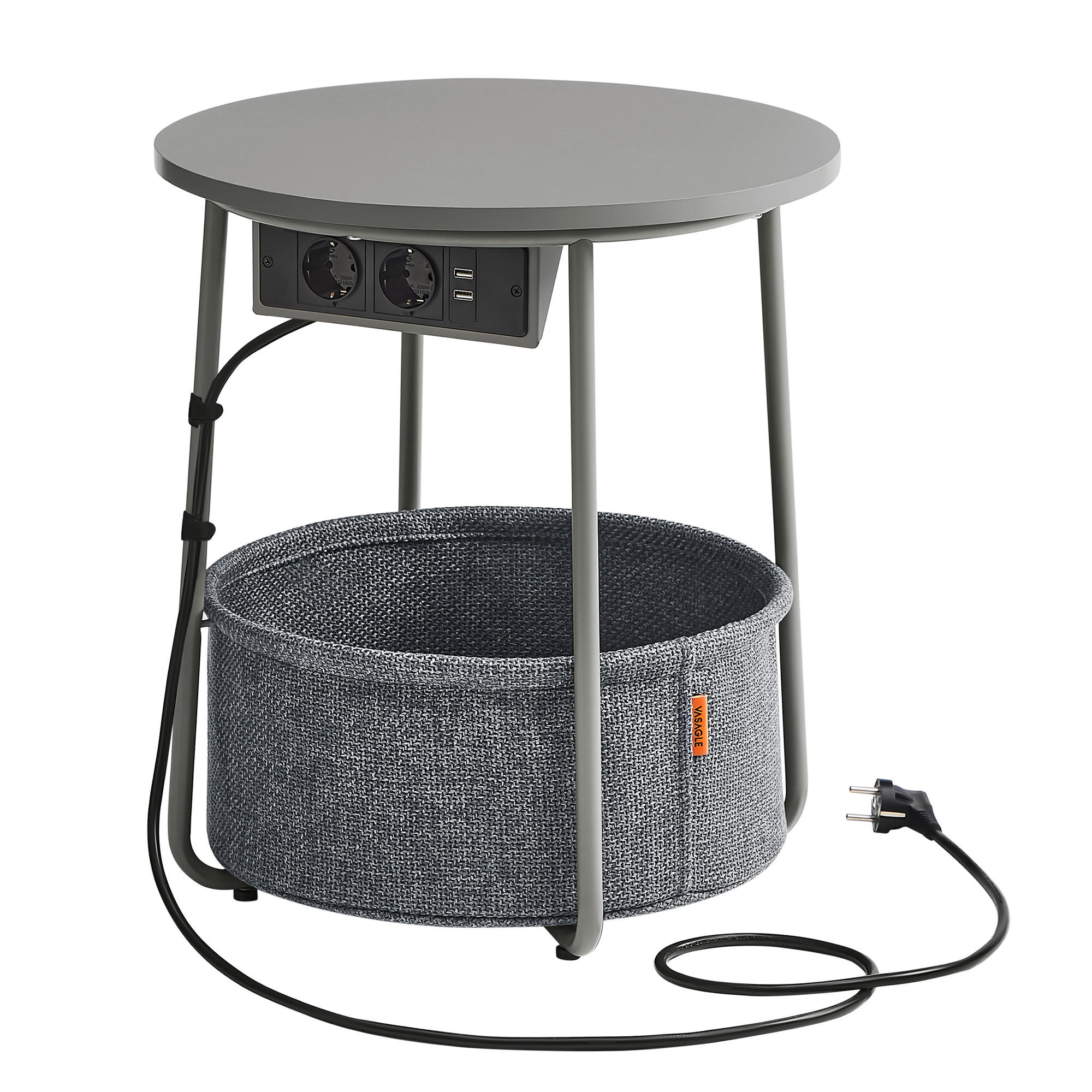 BEISTELLTISCH Grau rund  - Schwarz/Grau, Trend, Holzwerkstoff/Textil (45/50/45cm) - MID.YOU