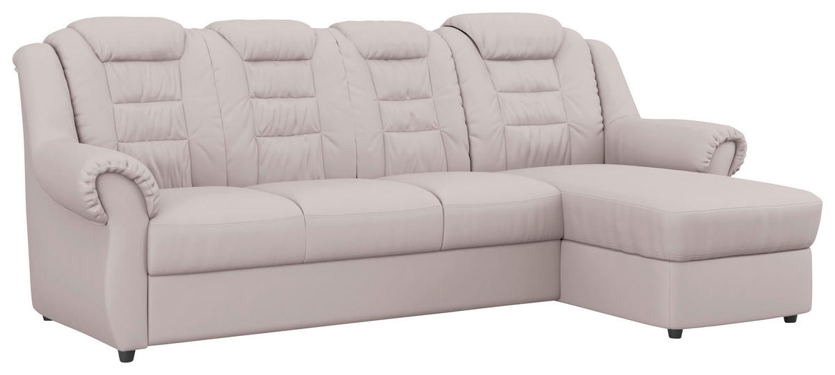 ECKSOFA in Lederlook Hellgrau  - Hellgrau/Schwarz, Konventionell, Kunststoff/Textil (262/165cm) - Livetastic