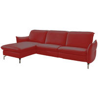ECKSOFA in Lederlook (vegan) Rot  - Rot/Nickelfarben, Modern, Textil/Metall (179/233cm) - Livetastic