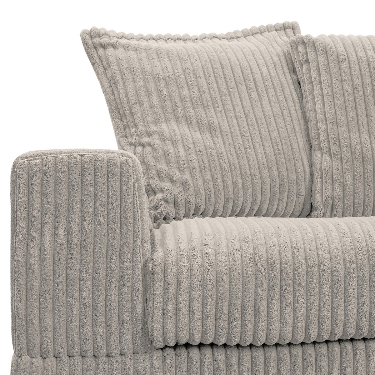 ECKSOFA in Cord Hellgrau  195/285 cm  - Hellgrau/Schwarz, Design, Kunststoff/Textil (195/285cm) - MID.YOU