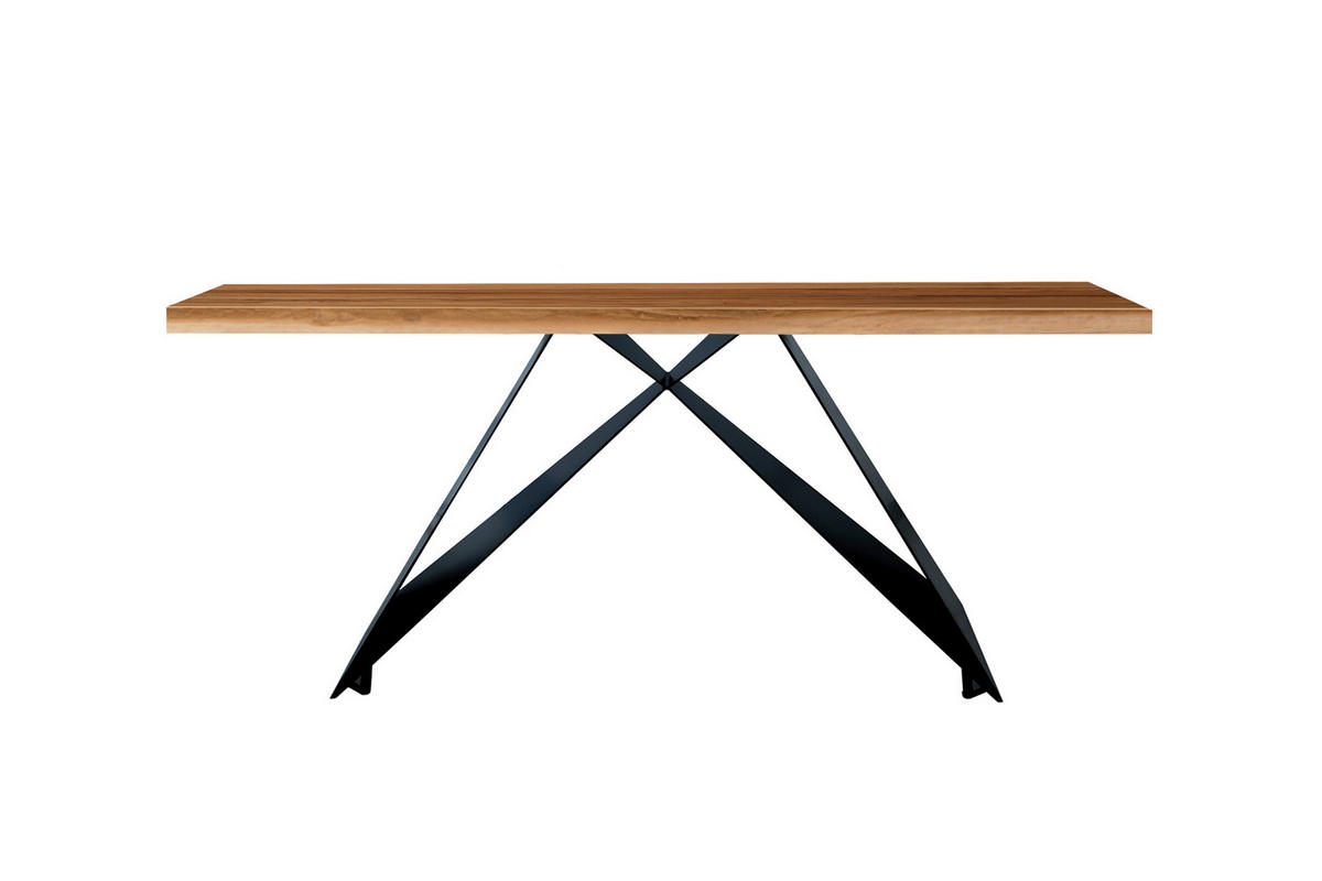 ESSTISCH 220/100/76,4 cm Echtholz  Holz, Metall rechteckig Naturfarben, Schwarz  - Schwarz/Naturfarben, MODERN, Holz/Metall (220/100/76,4cm) - MID.YOU