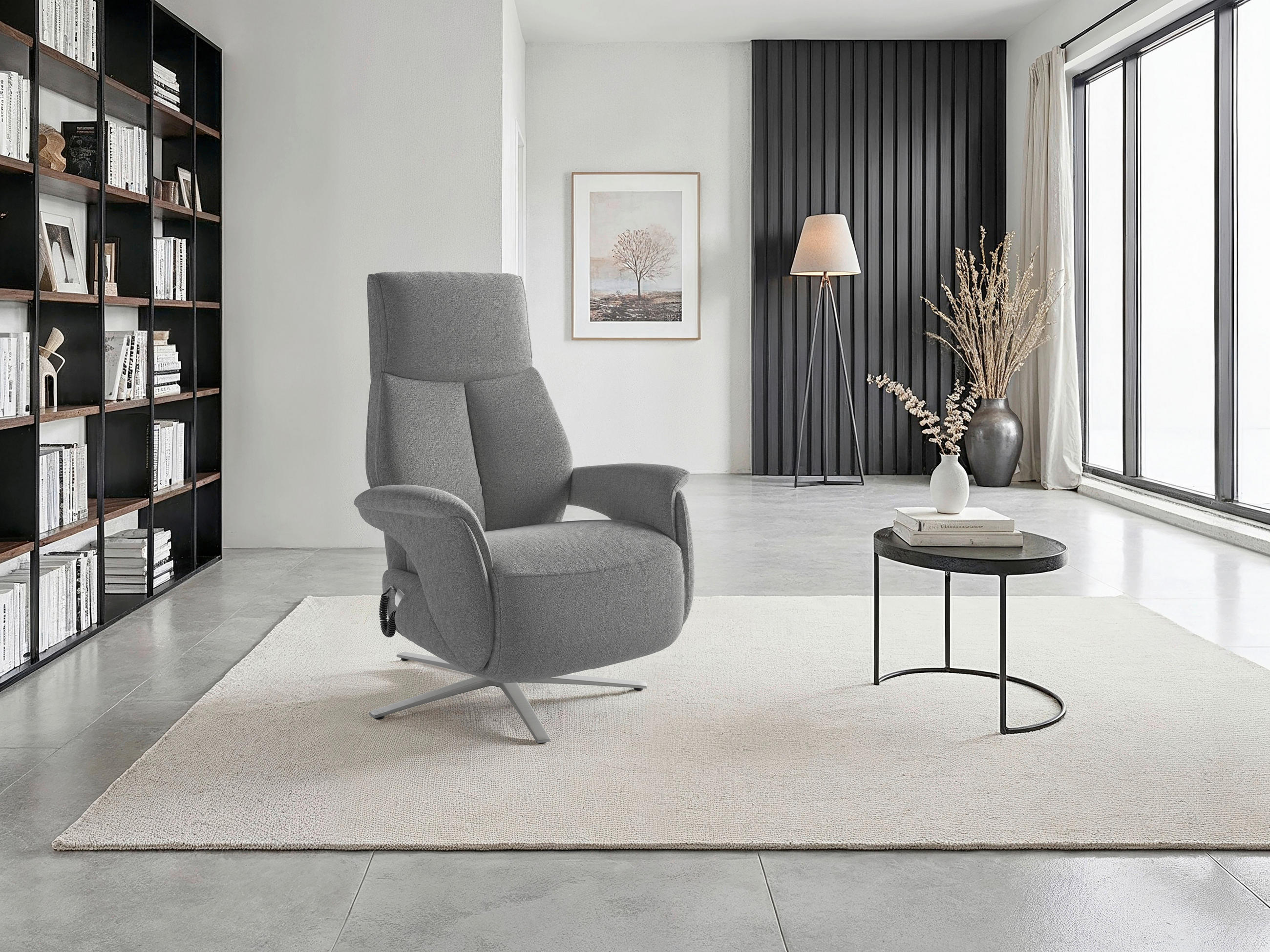 RELAXSESSEL in Textil Anthrazit  - Anthrazit/Silberfarben, Basics, Textil/Metall (75/110/85cm) - Sit & More