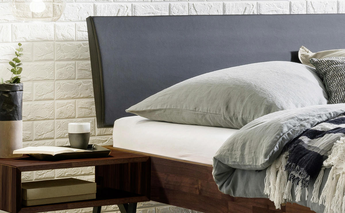 BETT 180/200 cm  in Nussbaumfarben  - Anthrazit/Nussbaumfarben, Design, Holz/Metall (180/200cm) - Hasena